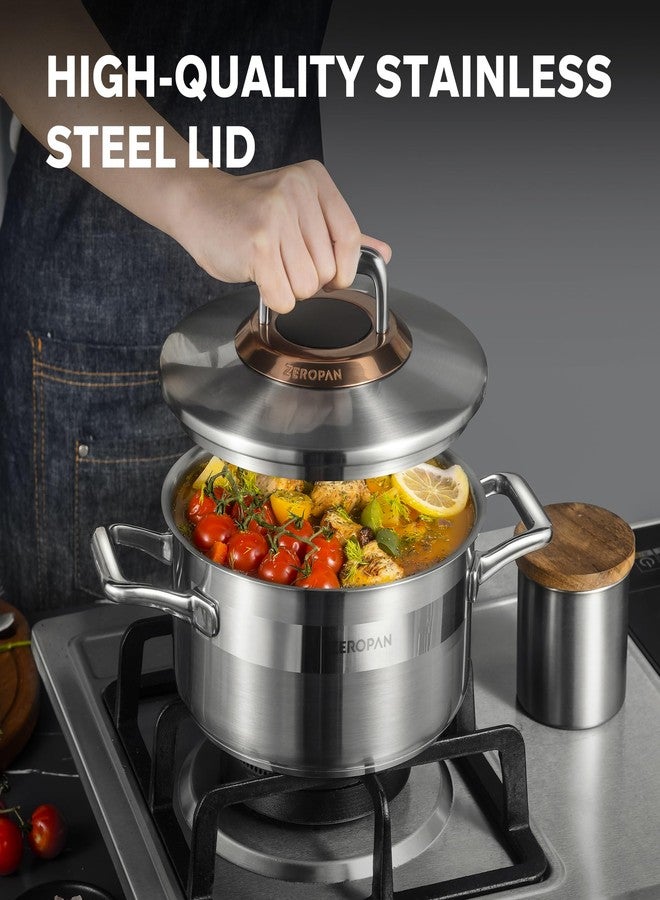 ZEROPAN Hybrid Nonstick 3-Quart Stockpot,8 Inch Stainless Steel Stockpot with Lid,Non-stick Soup Pot,PFAS PFOA PTFE Free,Dishwasher-Friendly, Oven-Safe Up to 600°F,Compatible with All Cooktops - Image 4